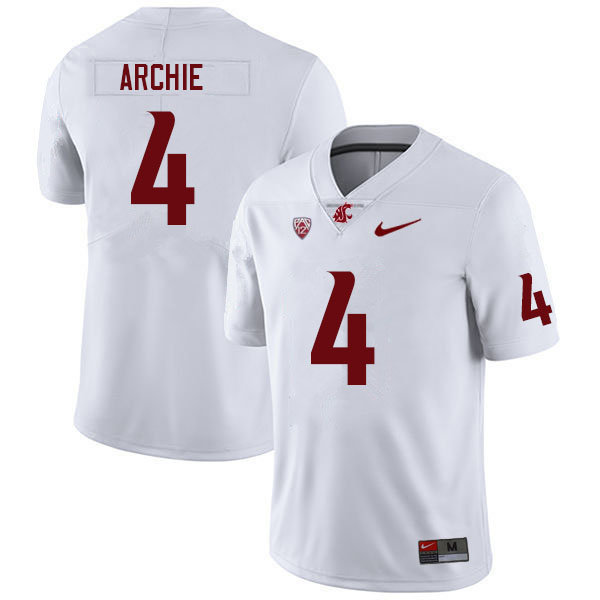 Washington State Cougars #4 Armauni Archie College Football Jerseys Sale-White
